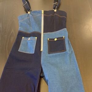 Two tone denim jumpsuit